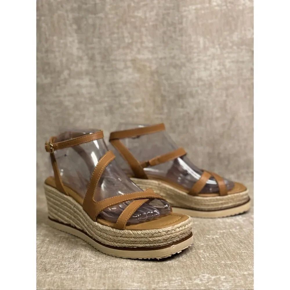 Lucky Brand Women's Carolie Espadrille Wedge Strappy Sandals Brown Size 8.5